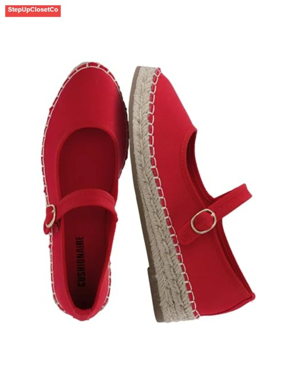 Canvas Mary Jane Flat Espadrilles with Adjustable Strap